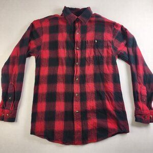 Blue Mountain Flannel Shirt Mens Size Large Red & Black Button Up Lumberjack